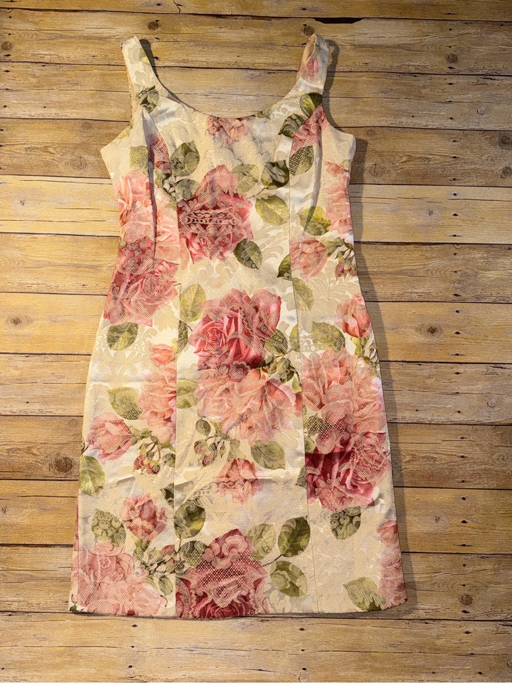 Newport News Cream Mini Dress with Pink Rose Print